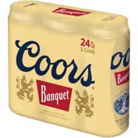 Order COORS BANQUET 24OZ 3PK CAN food online from Duke Liquor & Jr. Market store, Los Angeles on bringmethat.com