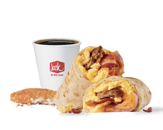 Order Meat Lovers Breakfast Burrito Combo food online from Jack In The Box store, Castaic on bringmethat.com