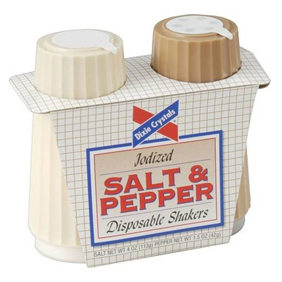 Order Dixie Crystals Iodized Salt & Pepper Shakers Set 5.5oz food online from Everyday Needs by Gopuff store, Tampa on bringmethat.com