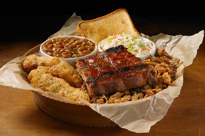 Order SHACK SAMPLER PLATE  food online from Shane's Rib Shack store, Marrero on bringmethat.com