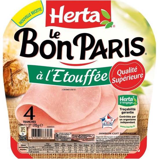 Jambon Paris Herta 4 tranches 170 gr