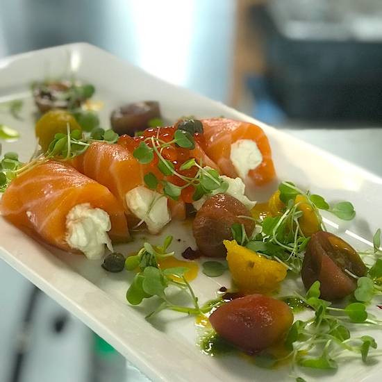 Order Salmon Burrata food online from K-ZO Restaurant store, Culver City on bringmethat.com