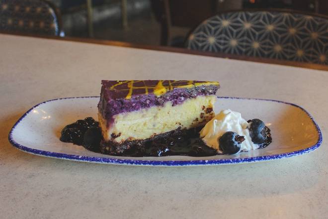 Order Blueberry Tahini Cheesecake food online from Centraal Grand Cafe & Tappery store, Milwaukee on bringmethat.com