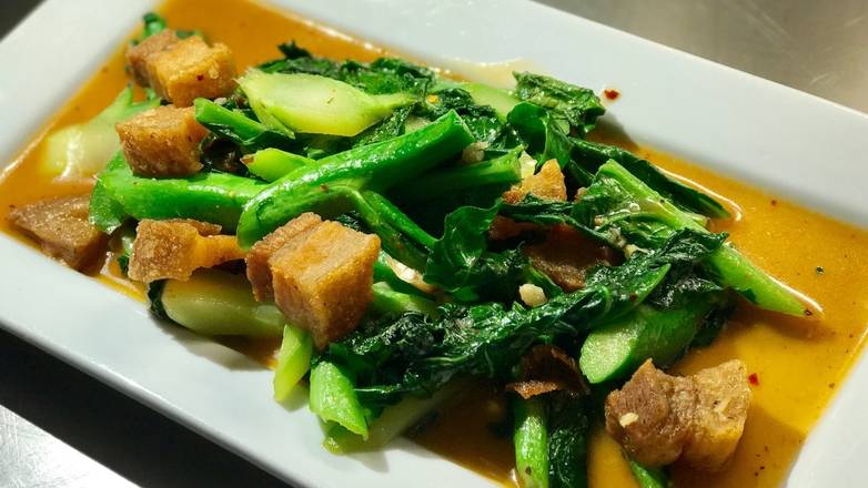 Order Chinese Broccoli & Crispy Pork food online from Celadon Thai Kitchen store, Los Angeles on bringmethat.com