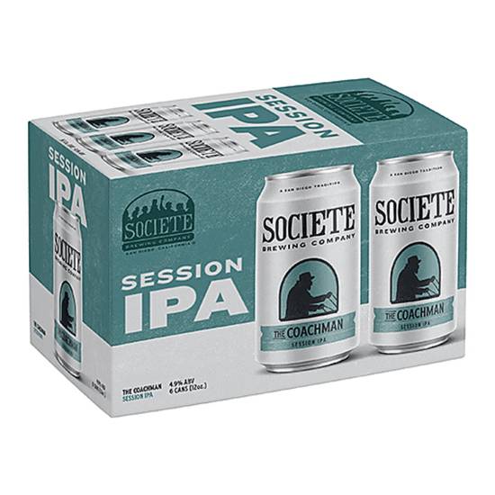 Order SOCIETE THE COACHMAN Session IPA4.9% ABV six pack can,12oz food online from Rocky Liquor store, Claremont on bringmethat.com