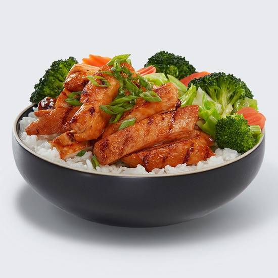 Order Sweet & Spicy Chicken Veggie Bowl food online from Waba Grill store, Anaheim on bringmethat.com