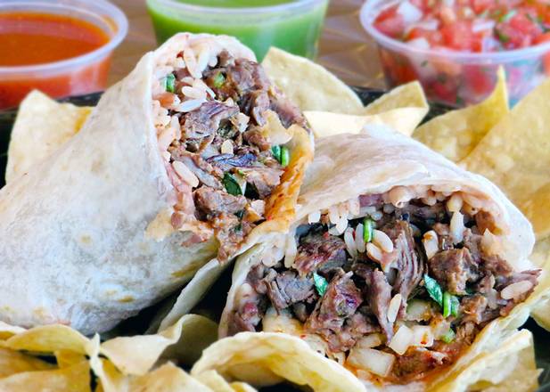 Order De Carne Asada Burrito food online from Tacos Plus store, Los Angeles on bringmethat.com