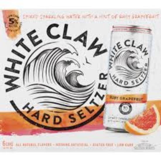 Order WHITE CLAW HARD SELTZER RUBY GRAPEFRUIT 6PACK food online from The Village Store store, San Diego on bringmethat.com