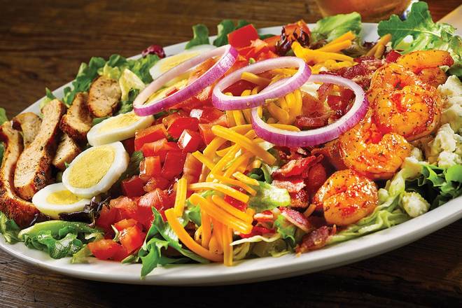 Order BLACKENED SHRIMP & CHICKEN COBB SALAD food online from Miller"S Ale House store, Orlando on bringmethat.com