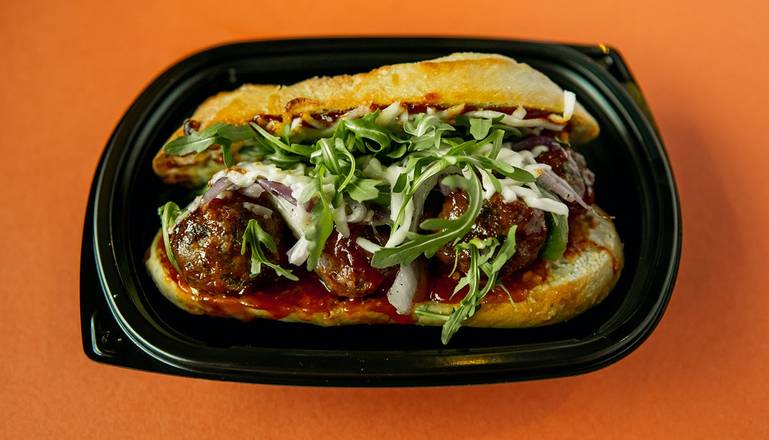 Order CLASSIC BBQ MEATBALL SANDWICH food online from Meatball Corner store, Honolulu on bringmethat.com