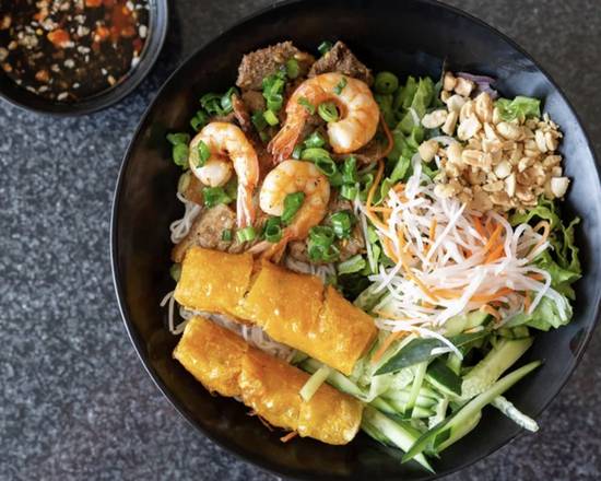 Order Bún Thịt Heo Nướng Xả Chả Giò Tôm food online from Quan Mii Fountain Valley store, Fountain Valley on bringmethat.com