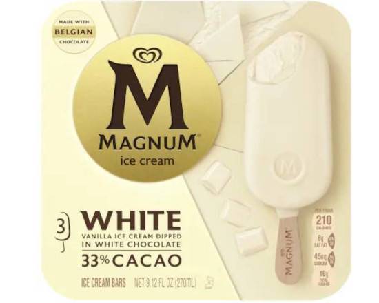 Order Magnum White Ice Cream Bars 3 Ct  food online from Fresko Market store, Miami on bringmethat.com