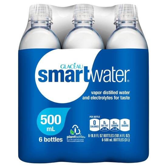 Order Smartwater Vapor Distilled Premium Water Bottles, 16.9 OZ Bottles, 6 PK food online from Cvs store, LINCOLN on bringmethat.com