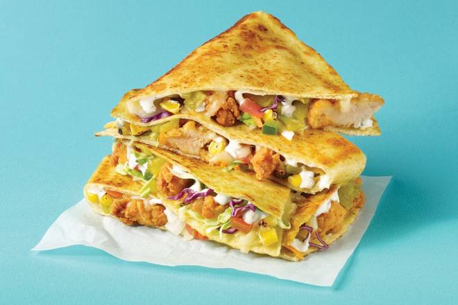 Order The Fried Chicken Picnic Quesadilla food online from Savage Burrito store, Brookfield on bringmethat.com