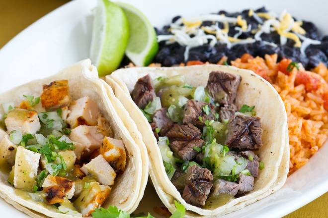 Order Two Taco Plate food online from Sharky's Woodfired Mexican Grill store, Los Angeles on bringmethat.com