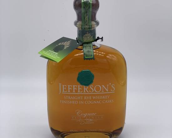 Order Jefferson's Rye Whiskey Cognac Casks, 750ml (47% ABV) food online from Golden Ox Liquors store, Saint Augustine on bringmethat.com