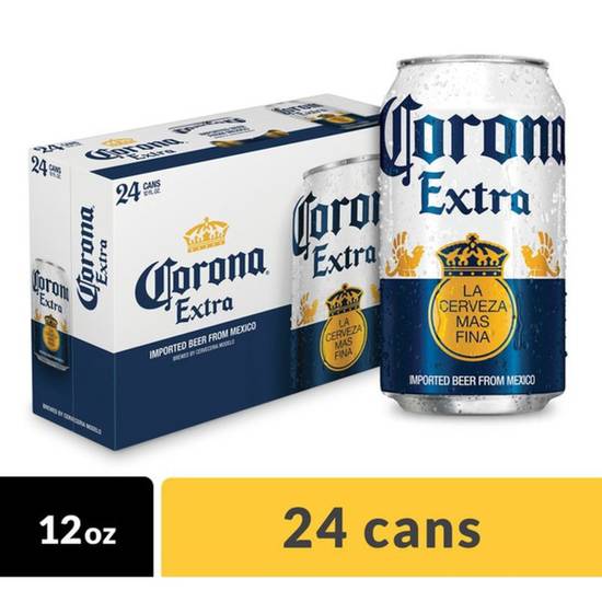 Order Corona Extra Mexican Lager Beer Cans 12 fl oz 12 pack food online from Rocky Liquor store, Claremont on bringmethat.com