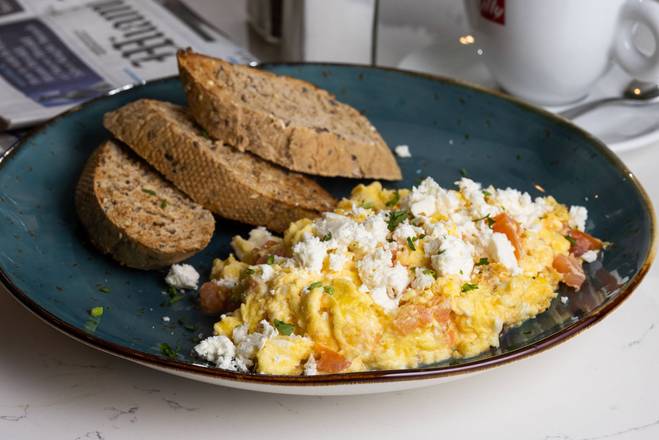 Order Feta Cheese and Tomato Scrambled Eggs food online from Crema Gourmet Espresso Bar store, Miami on bringmethat.com