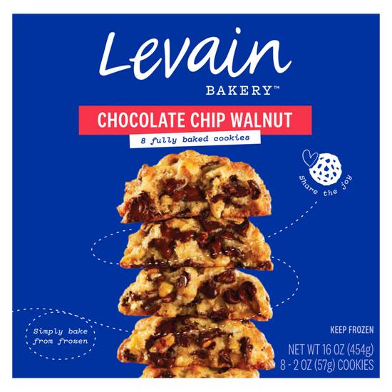 Order Levain Bakery Chocolate Chip Walnut Frozen Fully-Baked Cookies 8ct food online from Everyday Needs by Gopuff store, Ladera Ranch on bringmethat.com