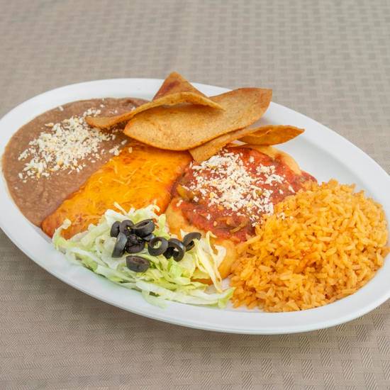 Order #25 - Chile Relleno & Cheese Enchilada food online from EL Indio Mexican Restaurant store, San Diego on bringmethat.com