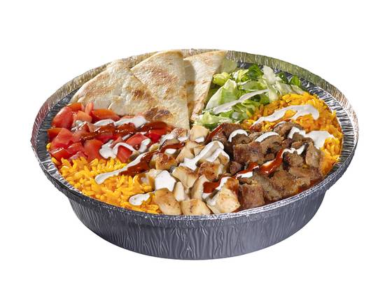 Order Chicken & Beef Gyro Platter food online from The Halal Guys store, Long Beach on bringmethat.com