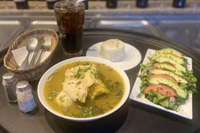 Order Fish Soup - Sancocho de Pescado con 3 acompañantes + 1 Coca Cola Gratis food online from Medellin Restaurant store, Coconut Creek on bringmethat.com