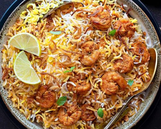 Order Shrimp Dum Biryani food online from Desi Chops store, Terrace on bringmethat.com