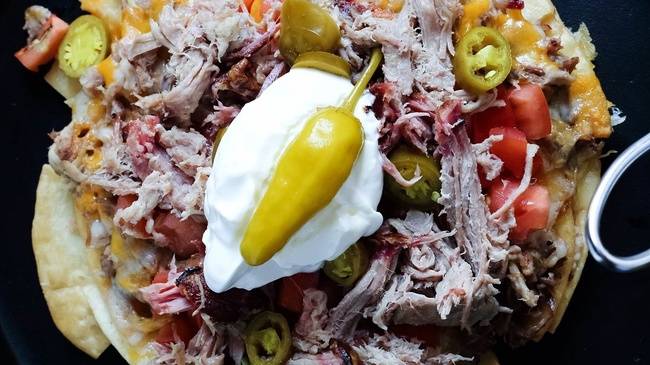 Order BBQ Nachos food online from Red Hot and Blue store, Fairfax on bringmethat.com