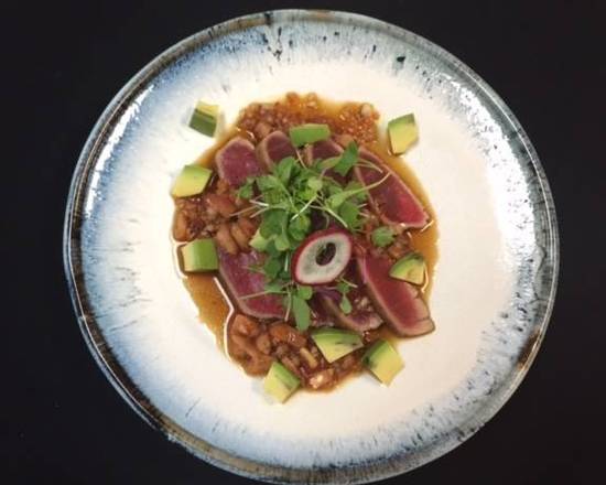 Order Seared Tuna Steak with Japanese Salsa food online from Sushi Katsu-Ya - Woodland Hills store, Woodland Hills on bringmethat.com