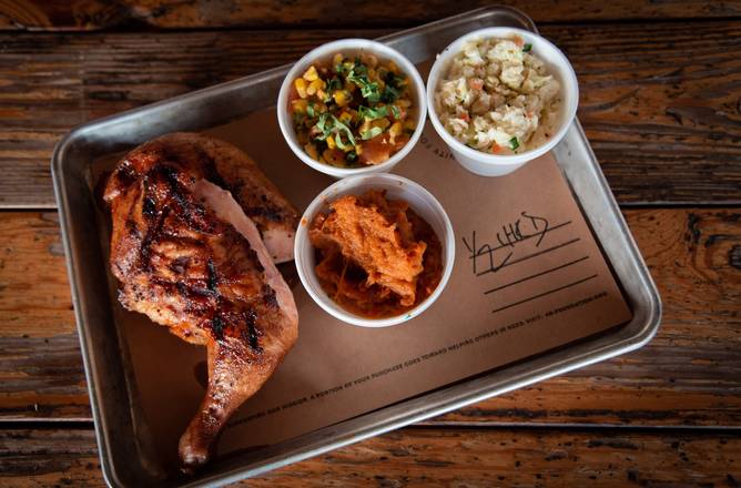 Order 1/2 Smoked Chicken Platter food online from 4 Rivers Smokehouse - UCF store, Orlando on bringmethat.com