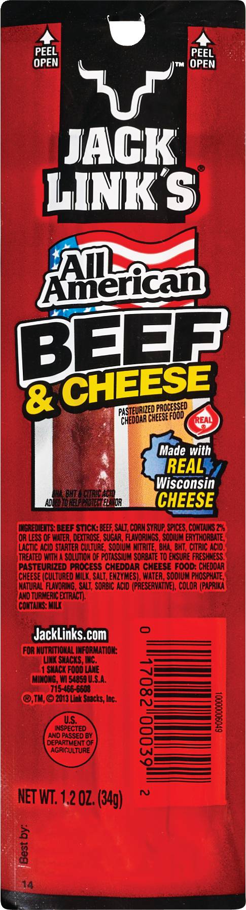 Order Jack Link's All American Beef & Cheese Twin Pack food online from Cvs store, LINCOLN on bringmethat.com