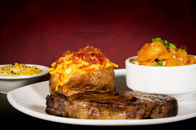 Order Ribeye & Pow Wow Shrimp food online from Aspen Creek Grill store, Noblesville on bringmethat.com