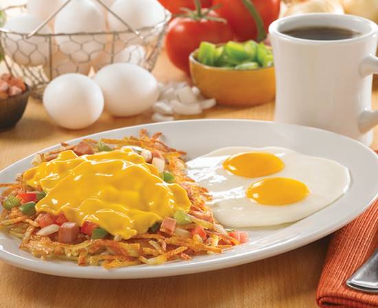 Order Hashbrowns All The Way with Two Eggs Combo food online from Huddle House store, Cleveland on bringmethat.com