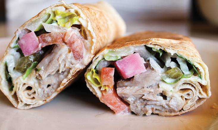 Order Tuna Shawarma Rolled food online from Aladdin's Eatery store, Pittsburgh on bringmethat.com