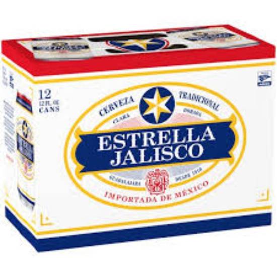 Order ESTRELLA JALISCO 12oz 12pk CANS food online from Duke Liquor & Jr. Market store, Los Angeles on bringmethat.com