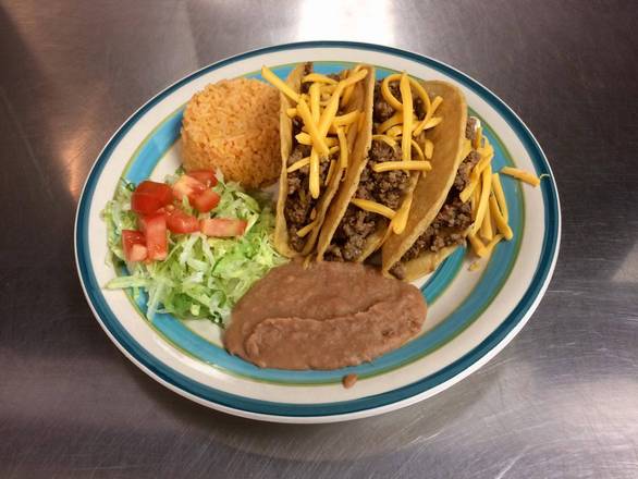 Order #11. Crispy Taco Dinner food online from Taqueria Puro Jalisco store, Pasadena on bringmethat.com