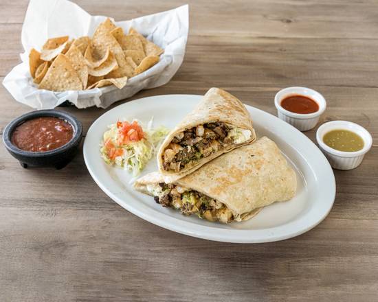 Order California Burrito* food online from Las Brisas Mexican Cuisine store, San Marcos on bringmethat.com