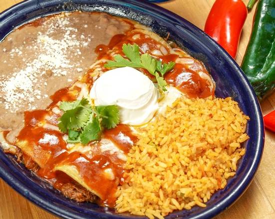 Order Beef Enchiladas (2 pcs) food online from Cafe Coyote store, San Diego on bringmethat.com