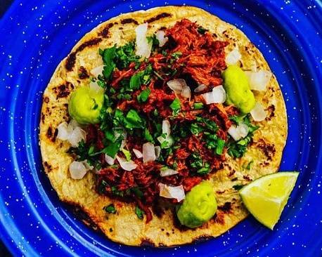 Order CHILORIO BRAISED BEEF TACO food online from MX Taco store, Orlando on bringmethat.com