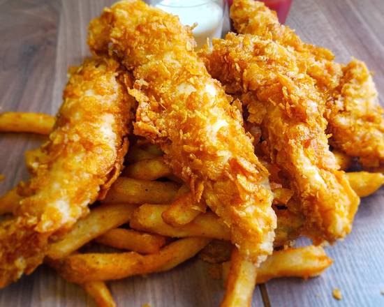 Order 30 Chicken Tenders + Family Fries and 2 Ltr soda food online from Jr's Fish & Chicken - Riverdale store, Memphis on bringmethat.com