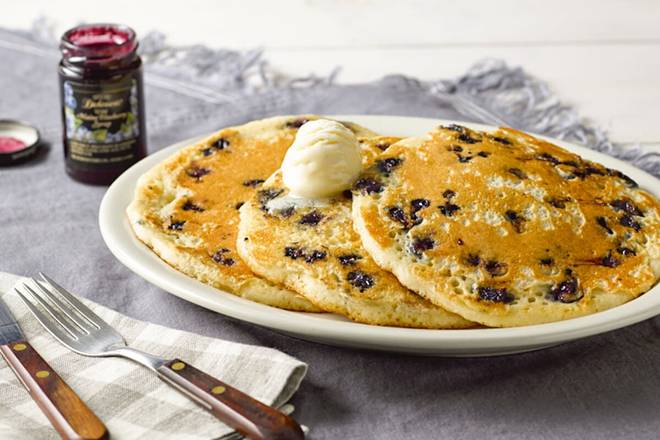 Order Wild Maine Blueberry Pancakes food online from Cracker Barrel Old Country Store store, Somerset on bringmethat.com