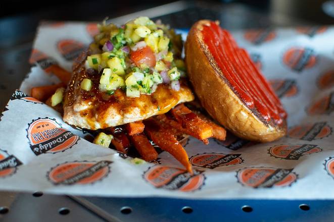 Order Salmon Teriyaki Sandwich food online from #204 Bad Daddy Burger Bar store, Greenwood Village on bringmethat.com