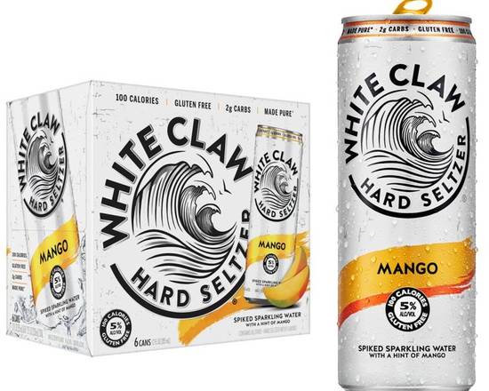 Order White Claw Mango, 6pk-12oz can hard seltzer (5.0% ABV) food online from Woodbury Wine & Spirits store, ORLANDO on bringmethat.com