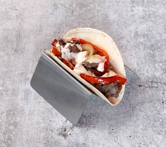 Order Steak & Cheese Philly Taco food online from Tin Lizzy Cantina store, Tallahassee on bringmethat.com