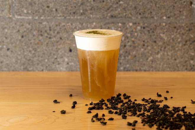 Order Peach Oolong Milk Cap Tea白桃乌龙奶盖茶 food online from One Plus store, Berkeley on bringmethat.com