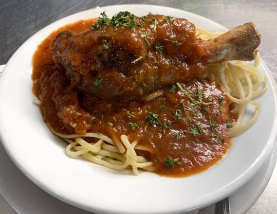 Order Lamb Shank over Linguini food online from Zachary's Restaurant store, Cape Canaveral on bringmethat.com
