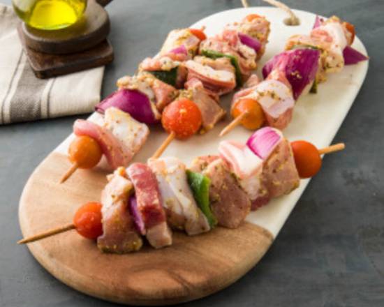 4 brochettes de lapin à la moutarde