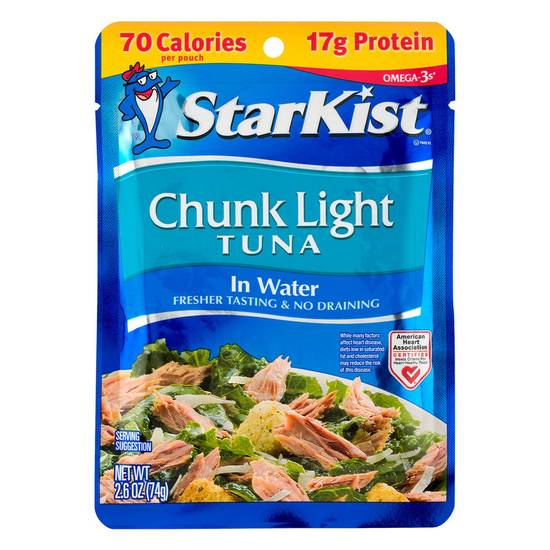 Order StarKist Chunk Light Tuna in Water Pouch 2.6oz food online from Everyday Needs by Gopuff store, Baton Rouge on bringmethat.com