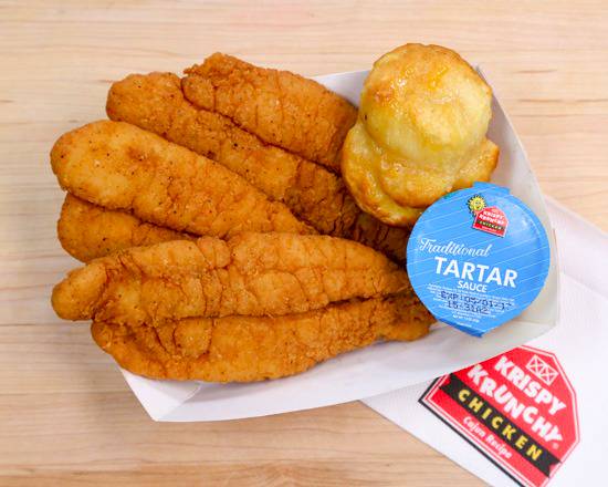 Order 3 Pieces Cajun Style Fish and 1 Biscuit food online from Krispy Krunchy Chicken store, Doraville on bringmethat.com