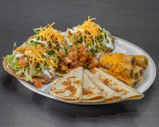 Order Sampler Platter Combo food online from Taco Shop Mexican Grill store, Miami Lakes on bringmethat.com